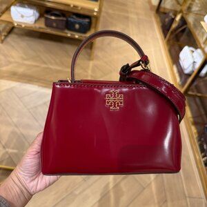 Tory Burch Britten Mini Satchel 162831 Bartlett Red, $450